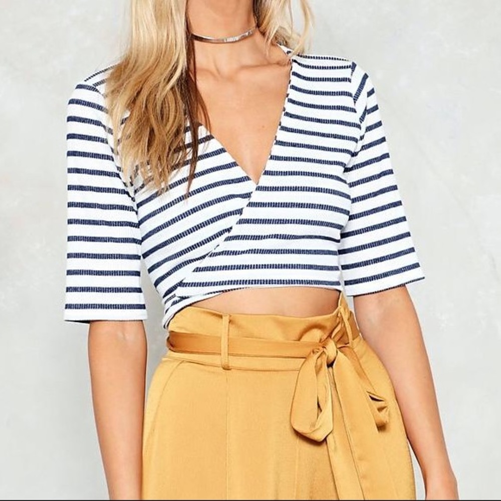 Striped Wrap Crop Top